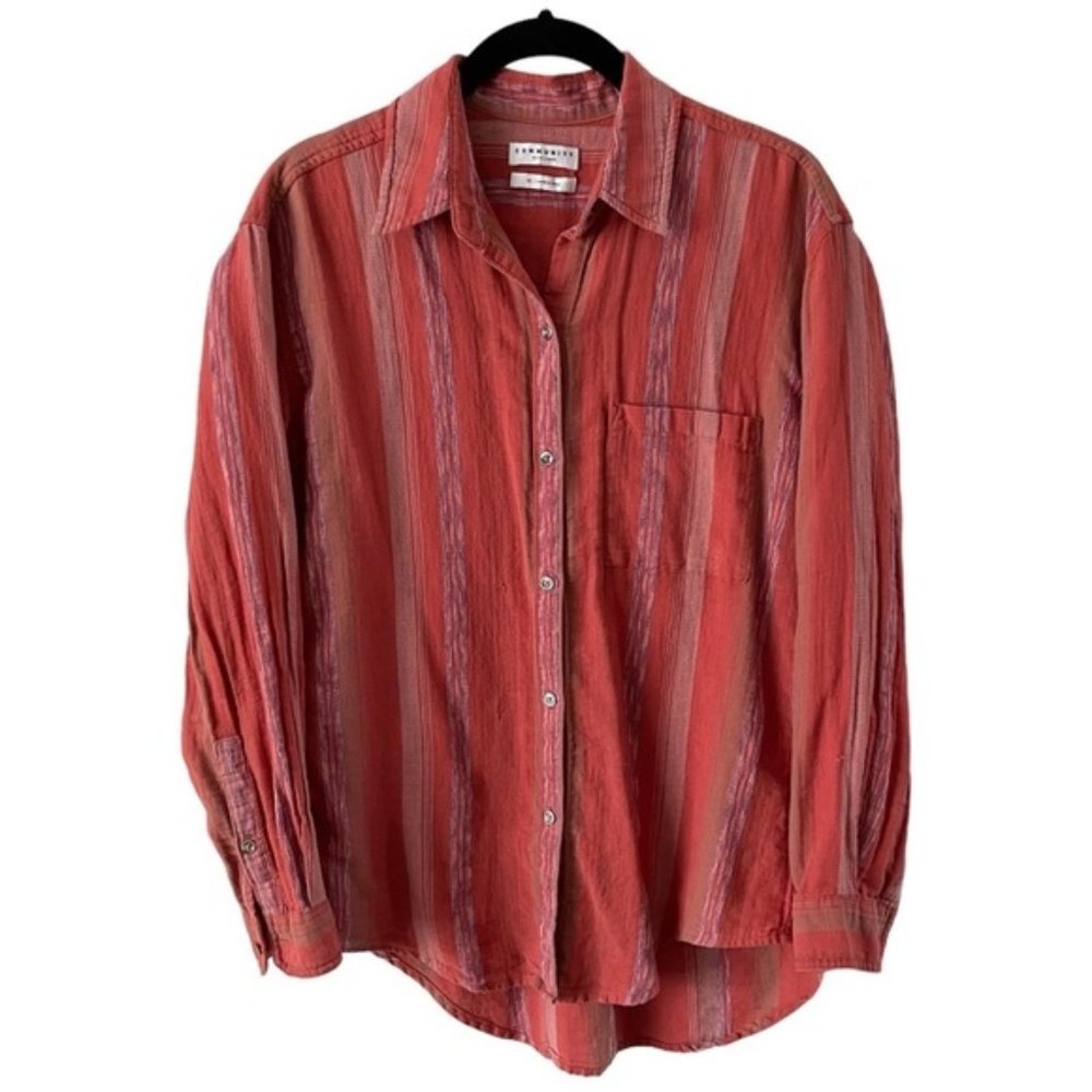 Community Striped Linen Button Down Long Sleeve Top XS - Like New